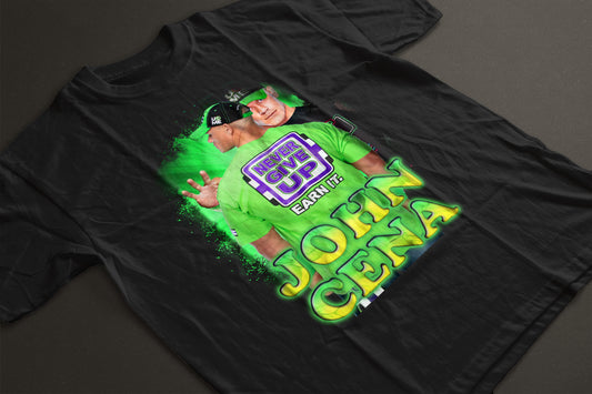 John Cena "Never Give Up" Neon Graphic T-Shirt — Perfect for Young WWE Fans!